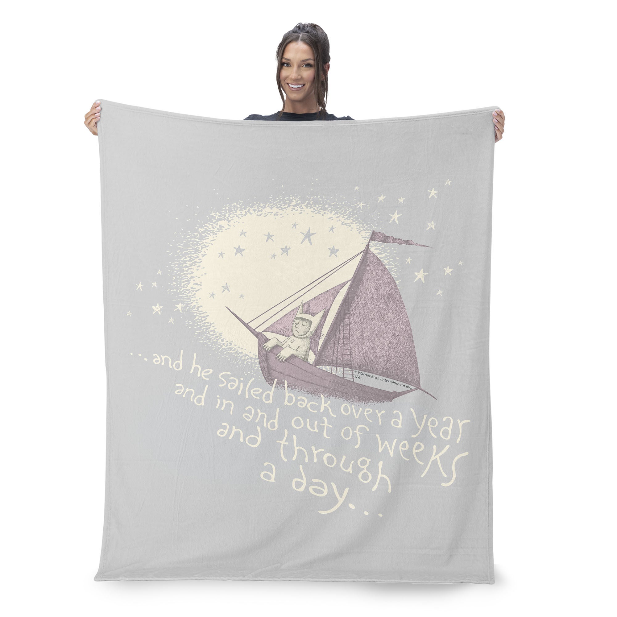 Warner Bros. Where the Wild Things Are He Sailed  Silk Touch Throw Blanket 40x50 Inches, GRAY, on-hover image number 1