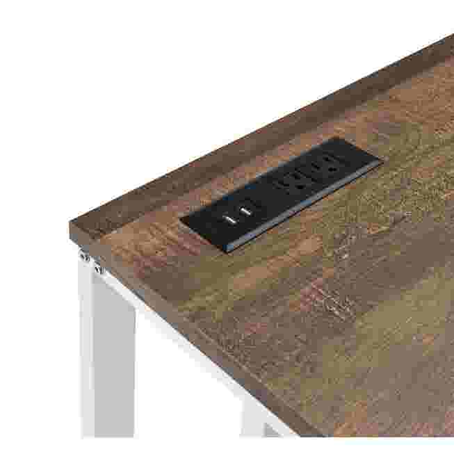 Close-up of USB port on desk surface