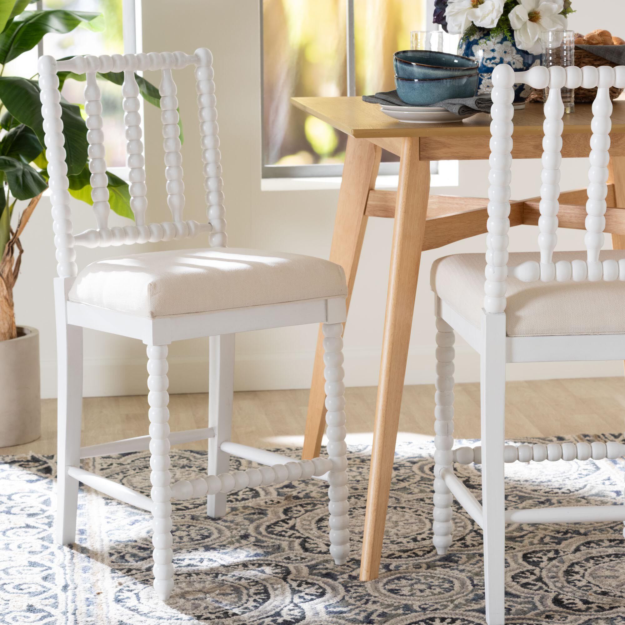 Deya Bobbin Counter Stool, WHITE, hi-res image number 0