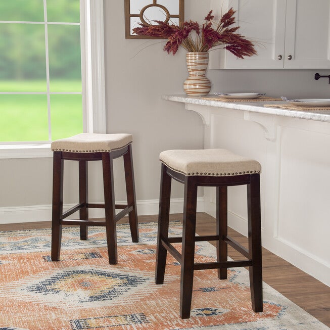 Claridge Linen Upholstered Seat Bar Stool, , alternate image number 7