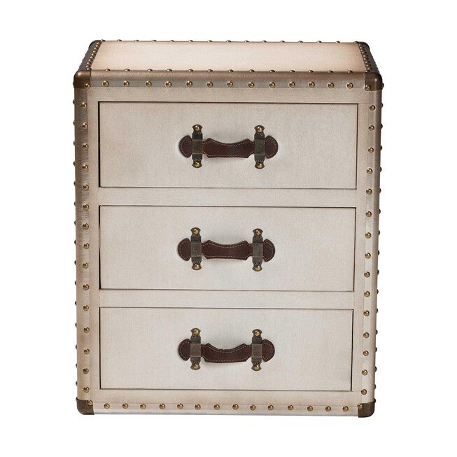 Mallison Vintage Black Canvas 3-Drawer End Table, BEIGE, alternate image number null