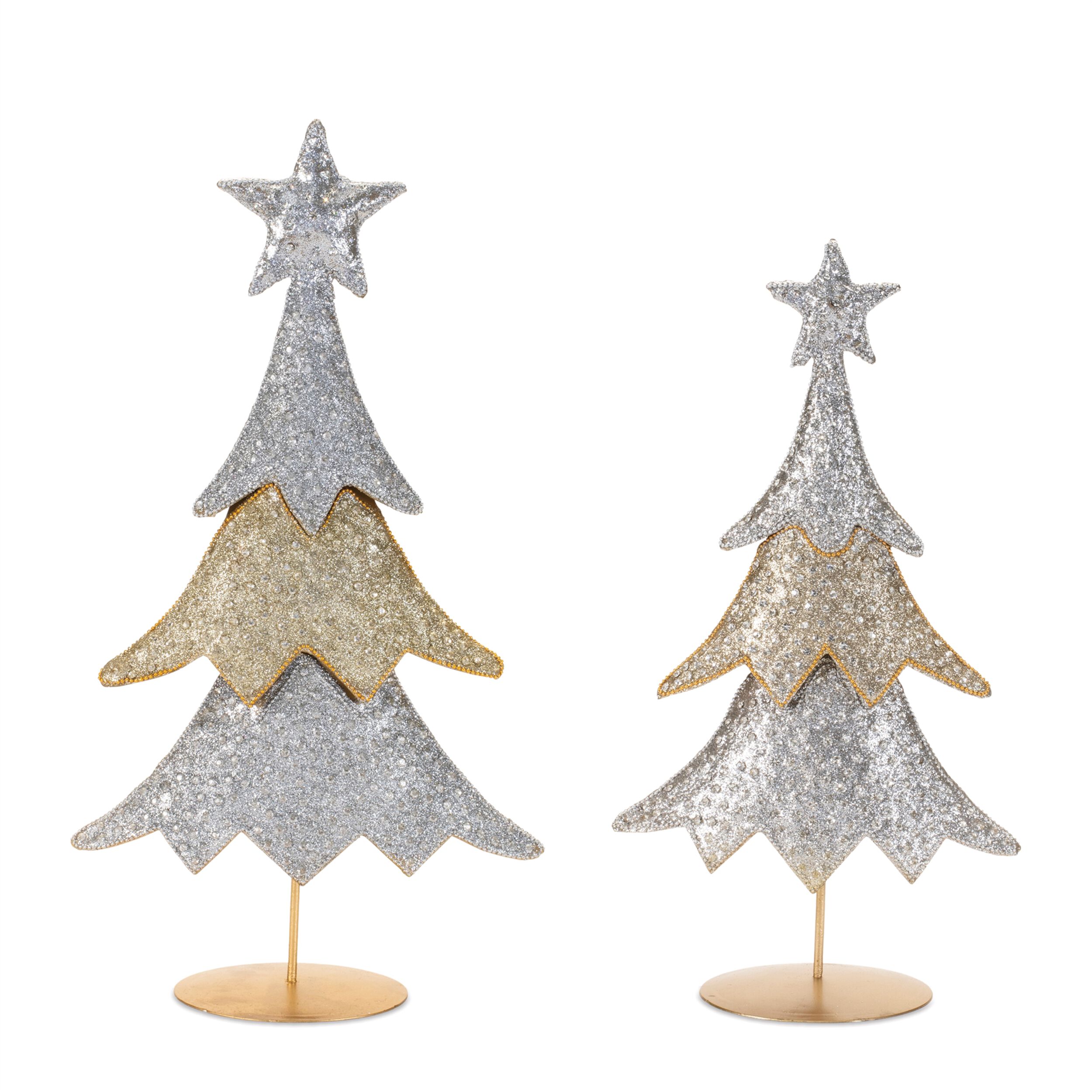 Jeweled Metal Christmas Tree (Set of 2), SILVER GOLD, hi-res image number 0