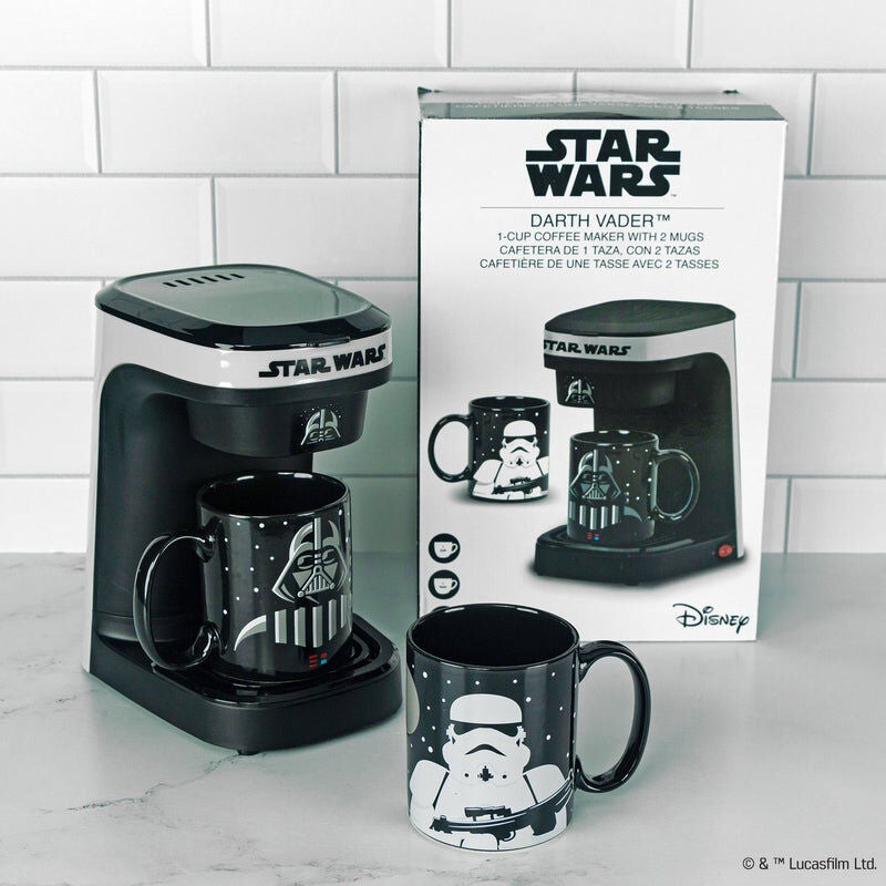 Star Wars Darth Vader and Stormtrooper Single Cup Coffee Maker Gift Set with 2 Mugs, BLACK, alternate image number 1