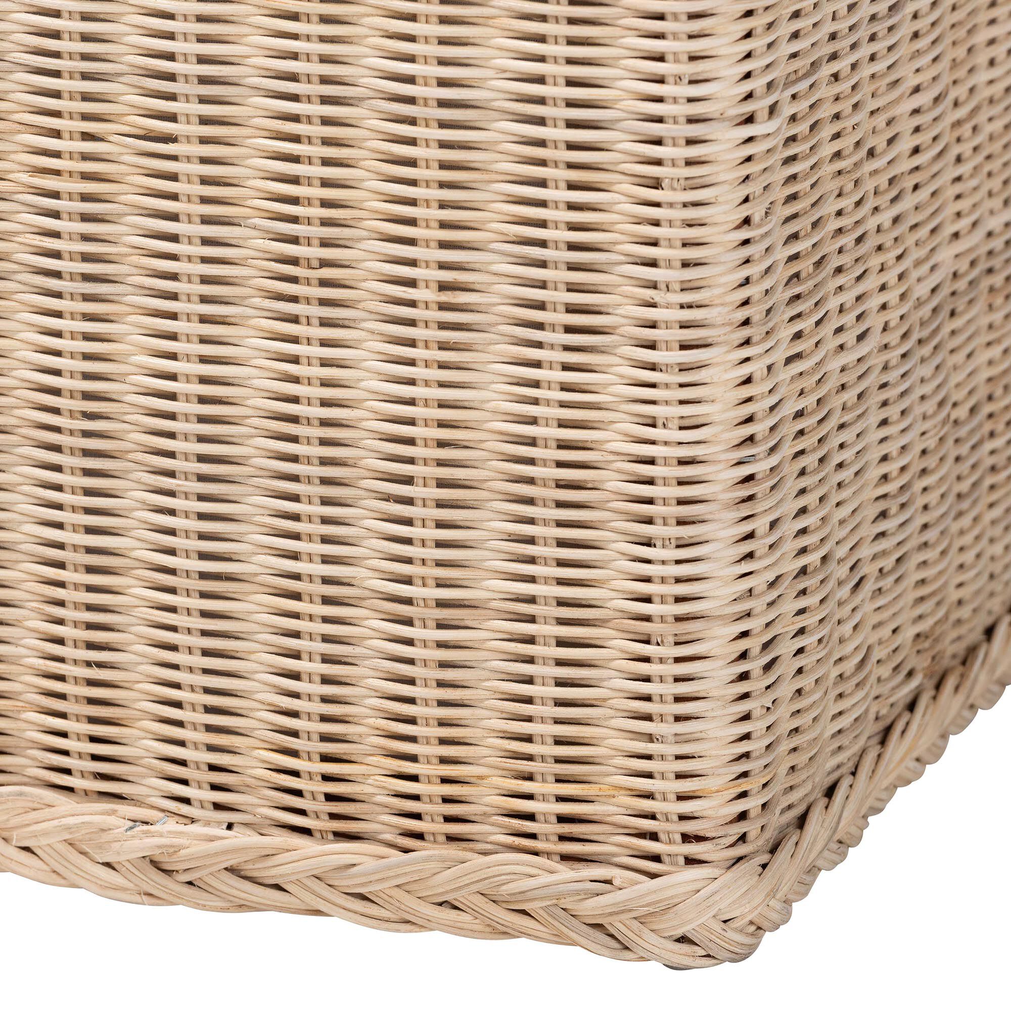 Barid Braided Natural Rattan Storage Bench, Rectangle, NATURAL, alternate image number 6