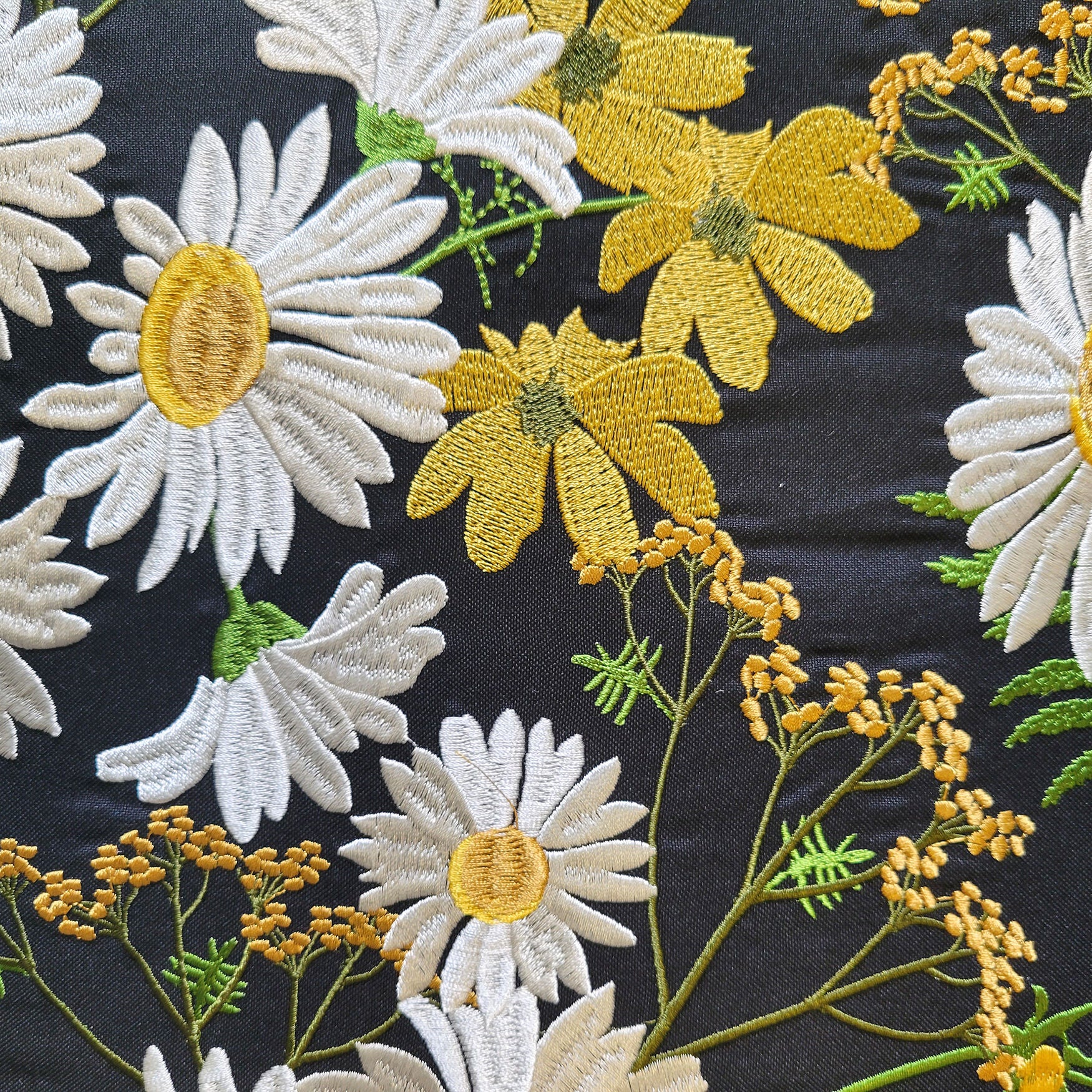 Indoor/Outdoor Floral Print With Allover Embroidery Decorative Throw Pillow 20X20, Black Multi, , alternate image number 3