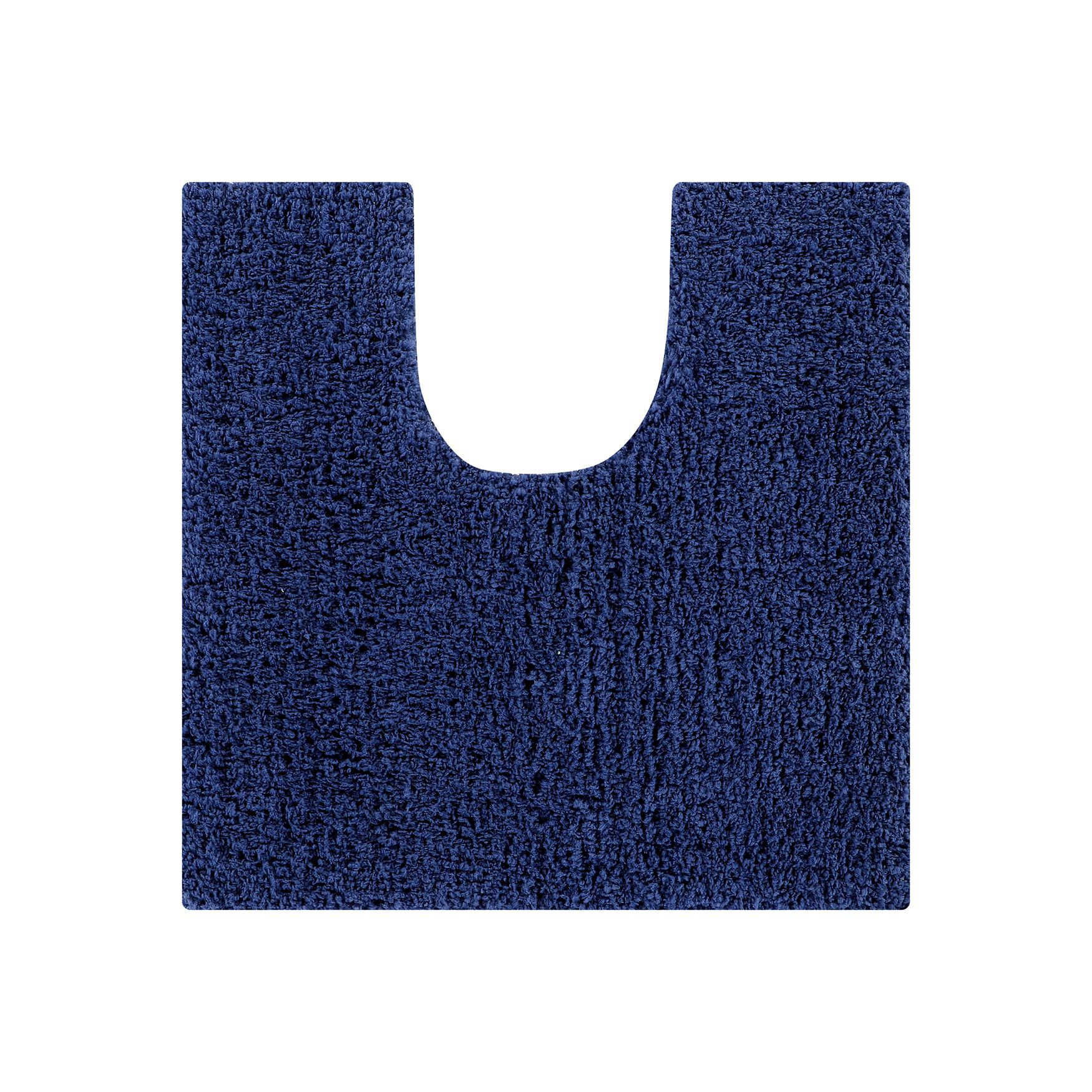 Micro Plush Collection 100% Polyester 20 inches X 20 inches Contour Bath Rug, NAVY, hi-res image number 0