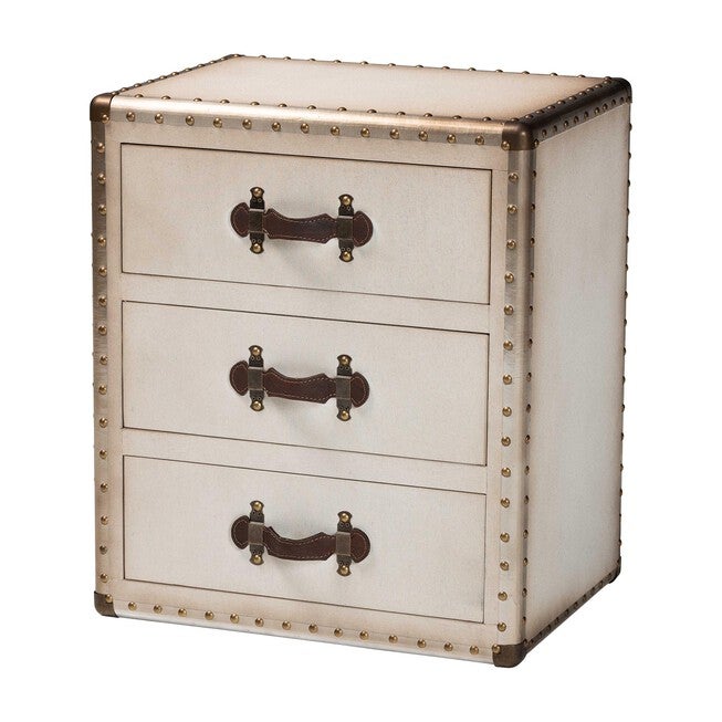 Mallison Vintage Black Canvas 3-Drawer End Table, BEIGE, alternate image number null