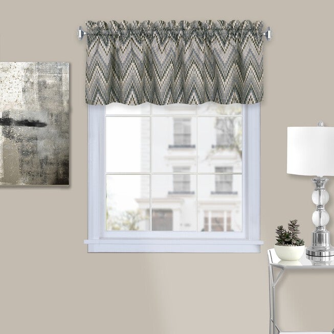 Avery Window Valance Curtain, CHARCOAL, hi-res image number 0