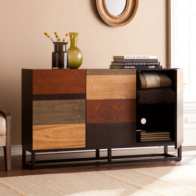 Mixed Tonal Wooden Console Table, , on-hover image number null