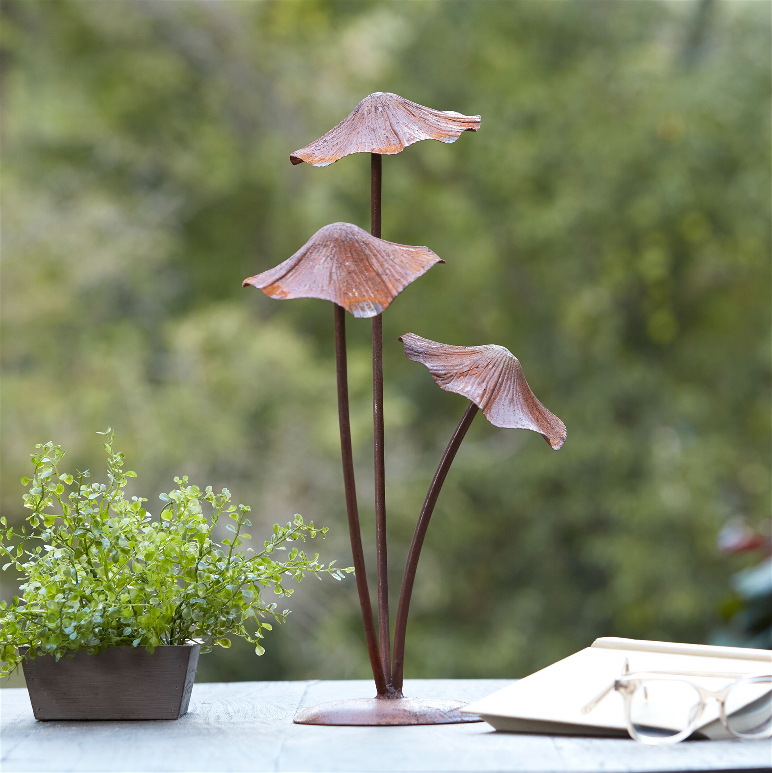 Bronze Metal Mushroom Garden Accent 18.25 inchesH, BRONZE, alternate image number 1