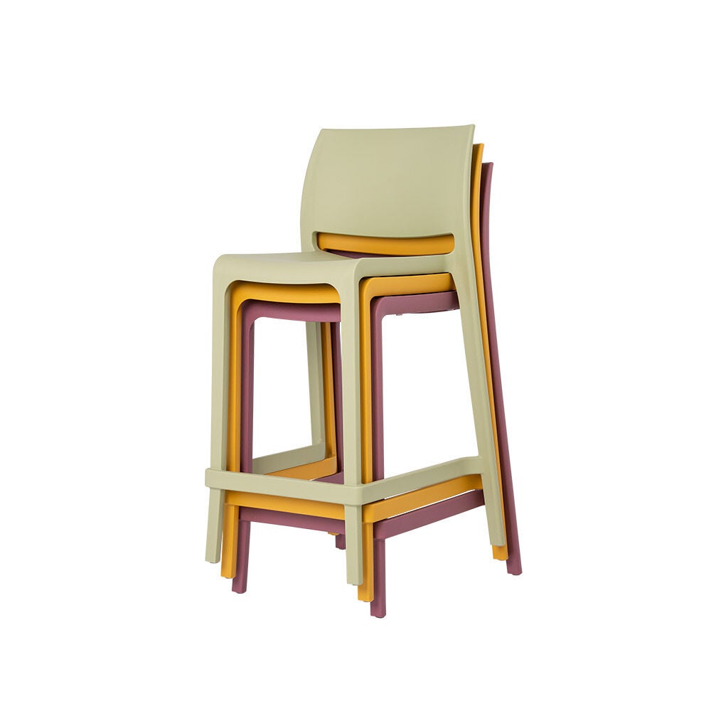 SET OF 2 SENSILLA OUTDOOR STACKABLE COUNTER STOOLS, ORANGE, alternate image number 6