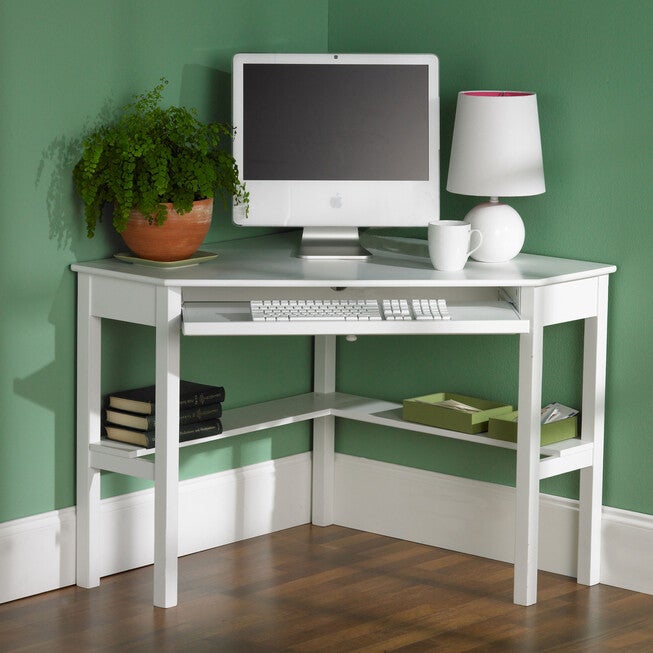 Solid Wood Contemporary Corner Computer Desk, , on-hover image number 1