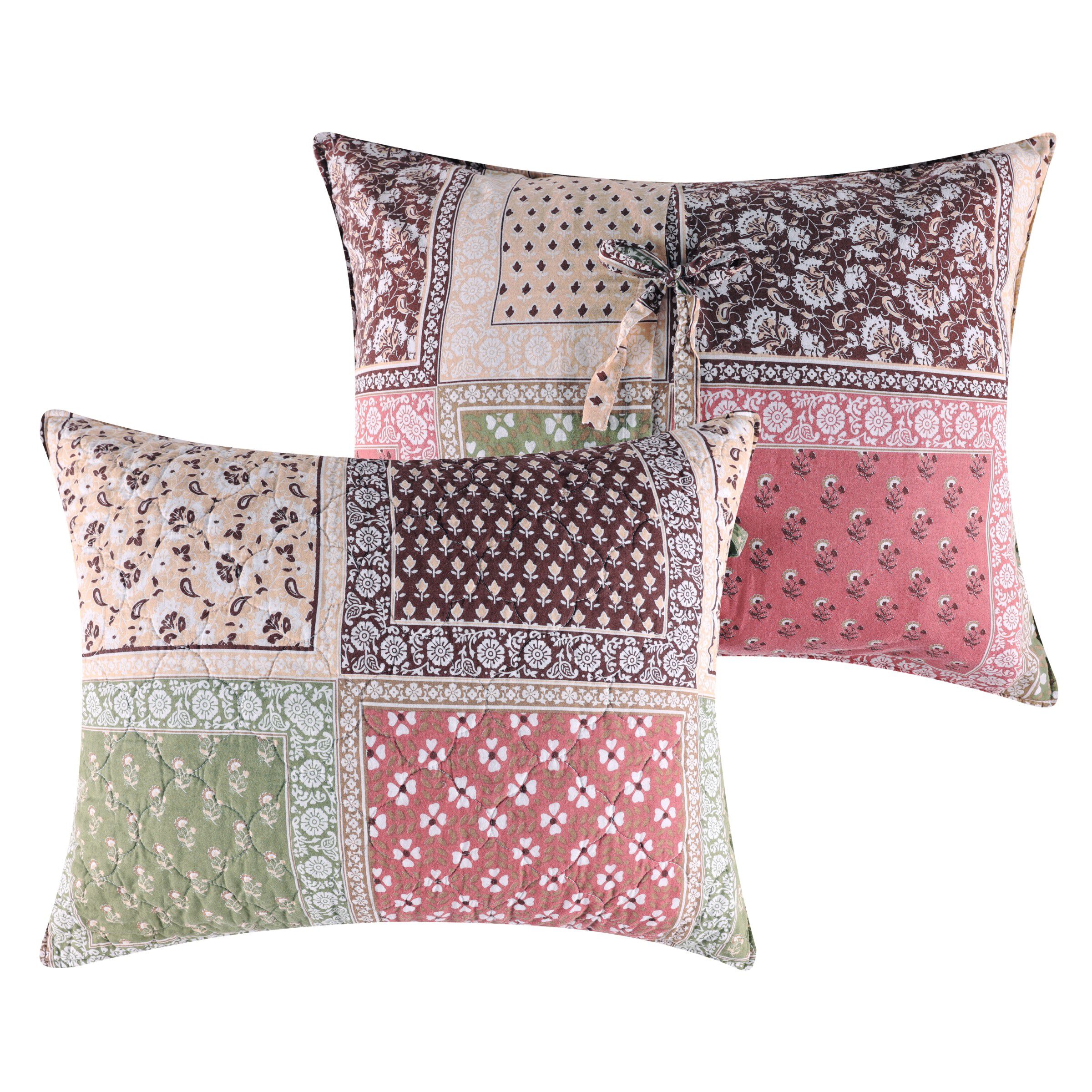 Priya Elegant Earthy Boho Patchwork Reversible Quilt Set, MULTI, alternate image number 3