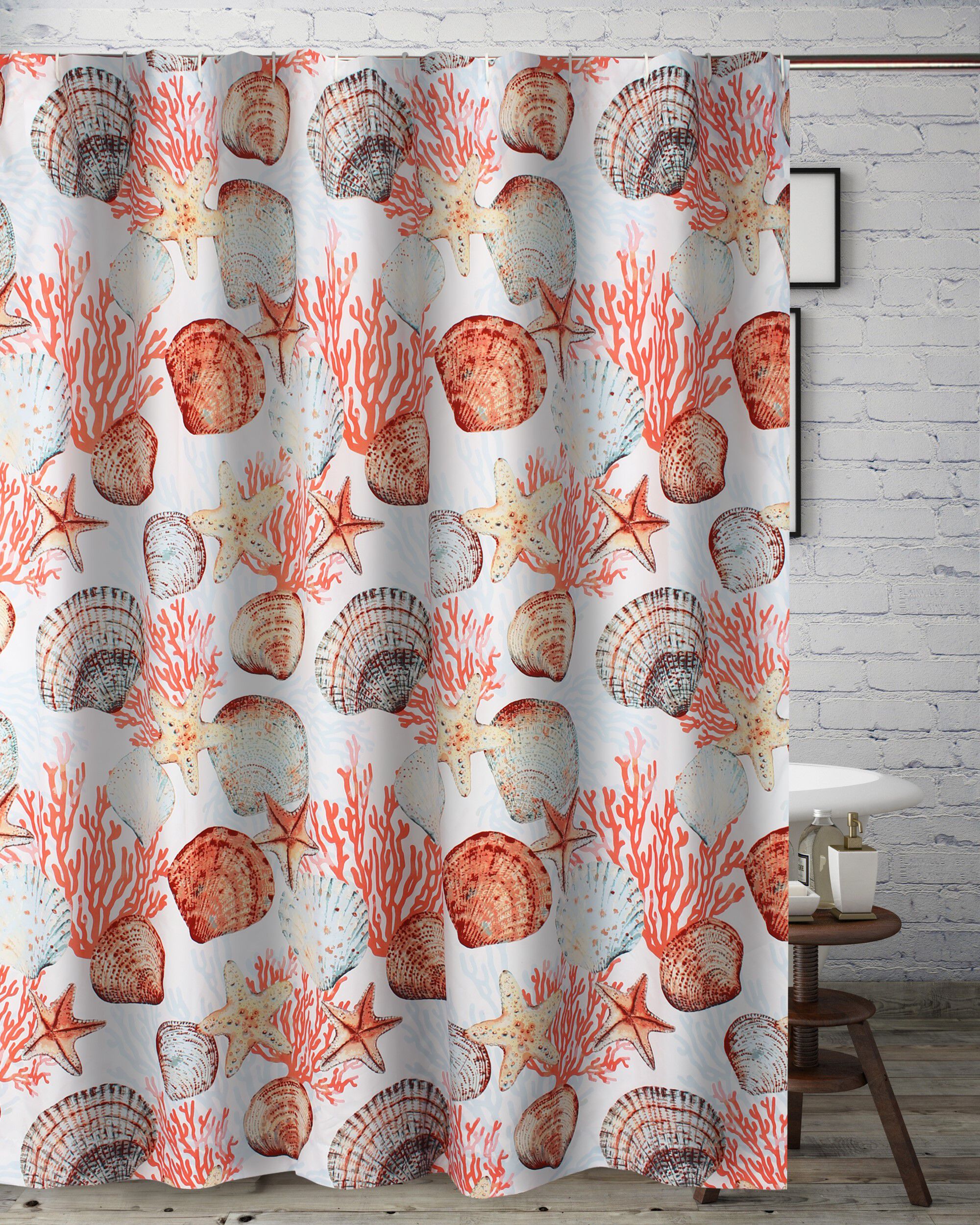 Beach Days Bath and Shower Curtain, CORAL, alternate image number 3