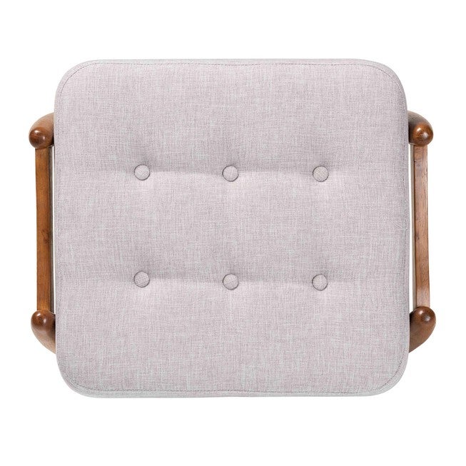 Jeanine Japandi Dark Grey Fabric And Walnut Brown Finished Wood Ottoman Footstool, , alternate image number 3