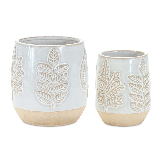Container (Set of 2) 4.75 inchesD x 4.25 inchesH, 5.5 inchesD x 5 inchesH Porcelain, BEIGE/GREY, hi-res image number null