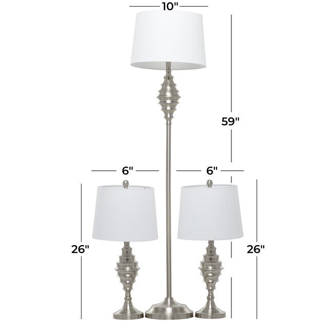 Set Of 3 Silver Coastal Table Lamp, , alternate image number 12