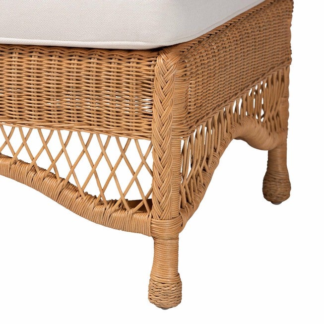 Brooklyn Bohemian Light Honey Braided Rattan Ottoman Stool, LIGHT, alternate image number null