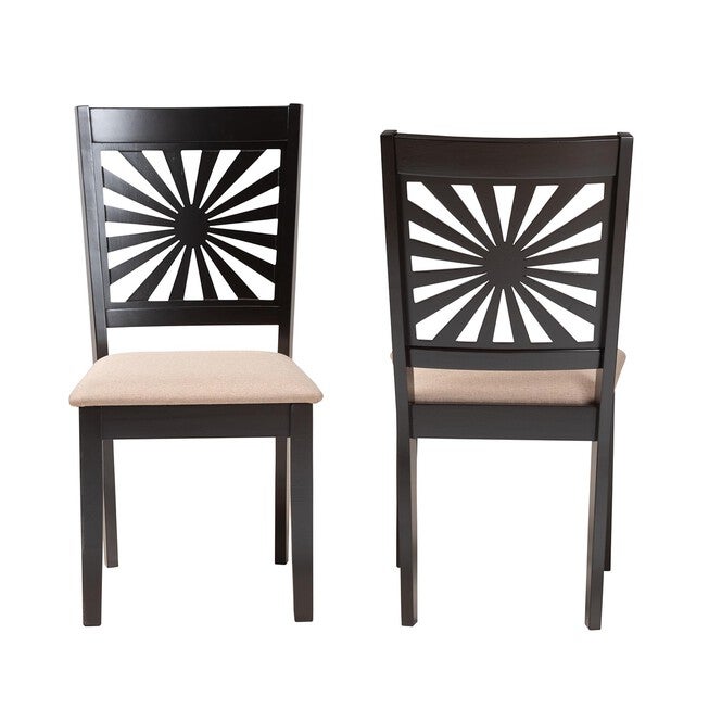 Olympia Modern Beige Fabric And Espresso Brown Finished Wood Dining Chair, , on-hover image number 1
