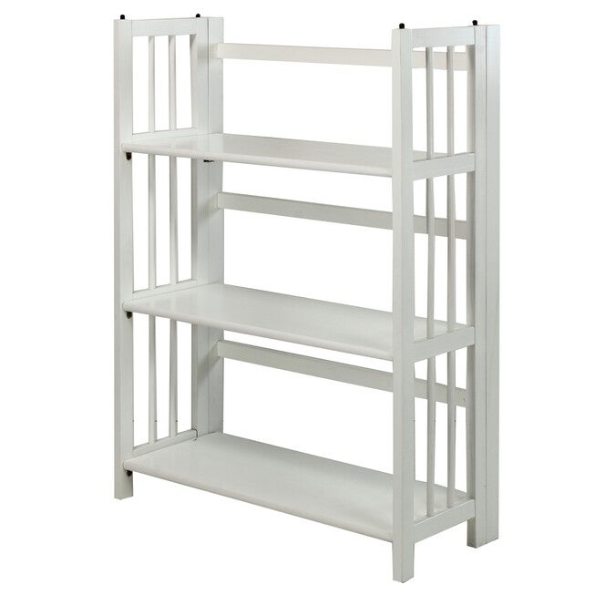 3-Shelf Folding Stackable Bookcase 27.5 inches Wide-White, , alternate image number null