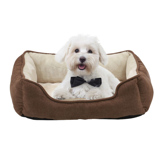 Orthopedic rectangle bolster Pet Bed,Dog Bed, super soft plush, Medium 25x21 inches BROWN, , on-hover image number null