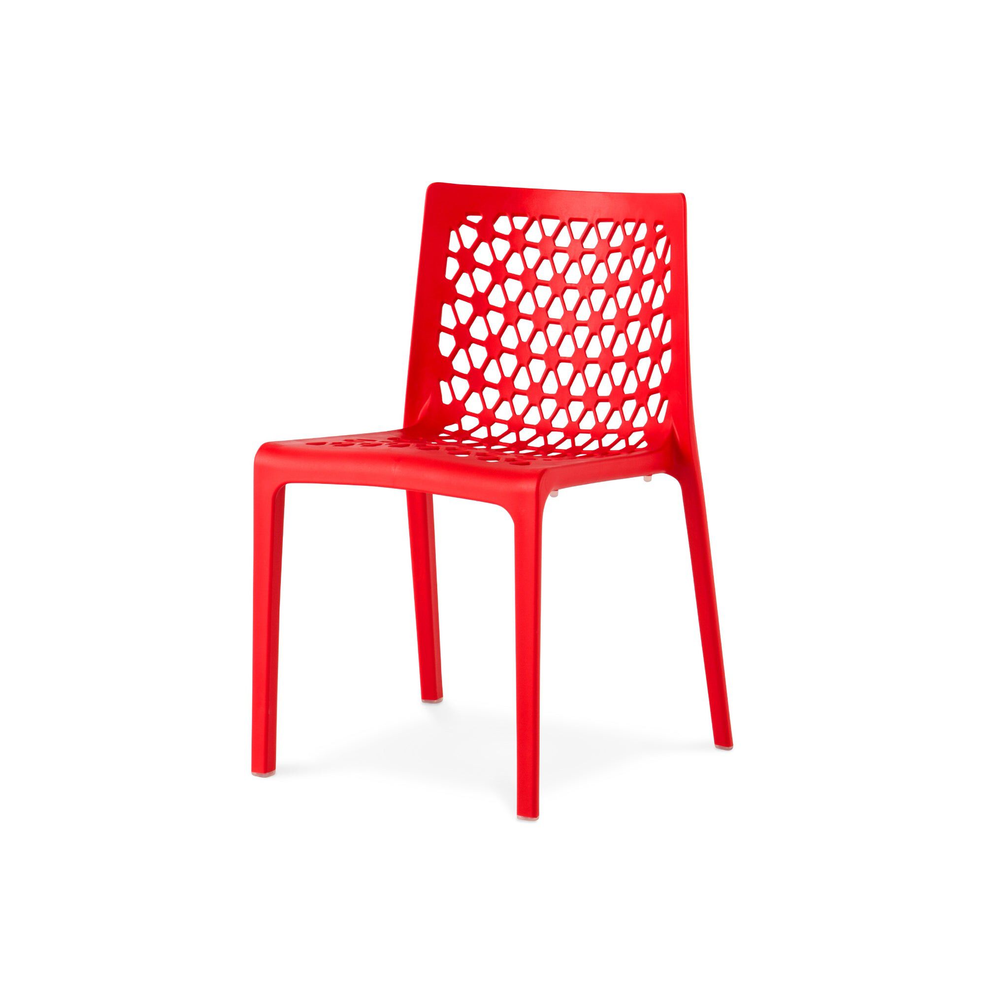 Set of 4 Milan Stackable Outdoor Dining Chairs, RED, hi-res image number 0