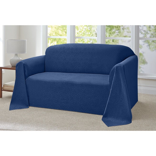 Rosanna Loveseat THROW COVER, BLUE, hi-res image number 0