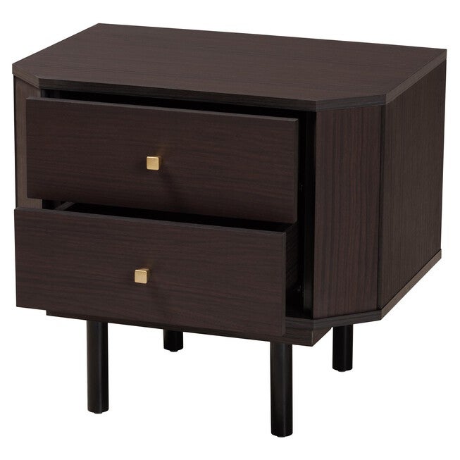 Norwood Modern Transitional Two-Tone Black And Espresso Brown Finished Wood 2-Drawer End Table, , on-hover image number 1