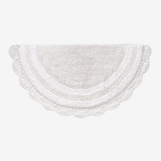 Half Round Reversible Crochet Bath Mat, WHITE, hi-res image number null