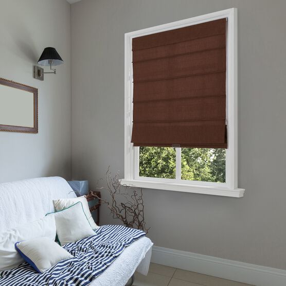 Cordless Light Filtering Fabric Roman Shades, CHOCOLATE, hi-res image number null