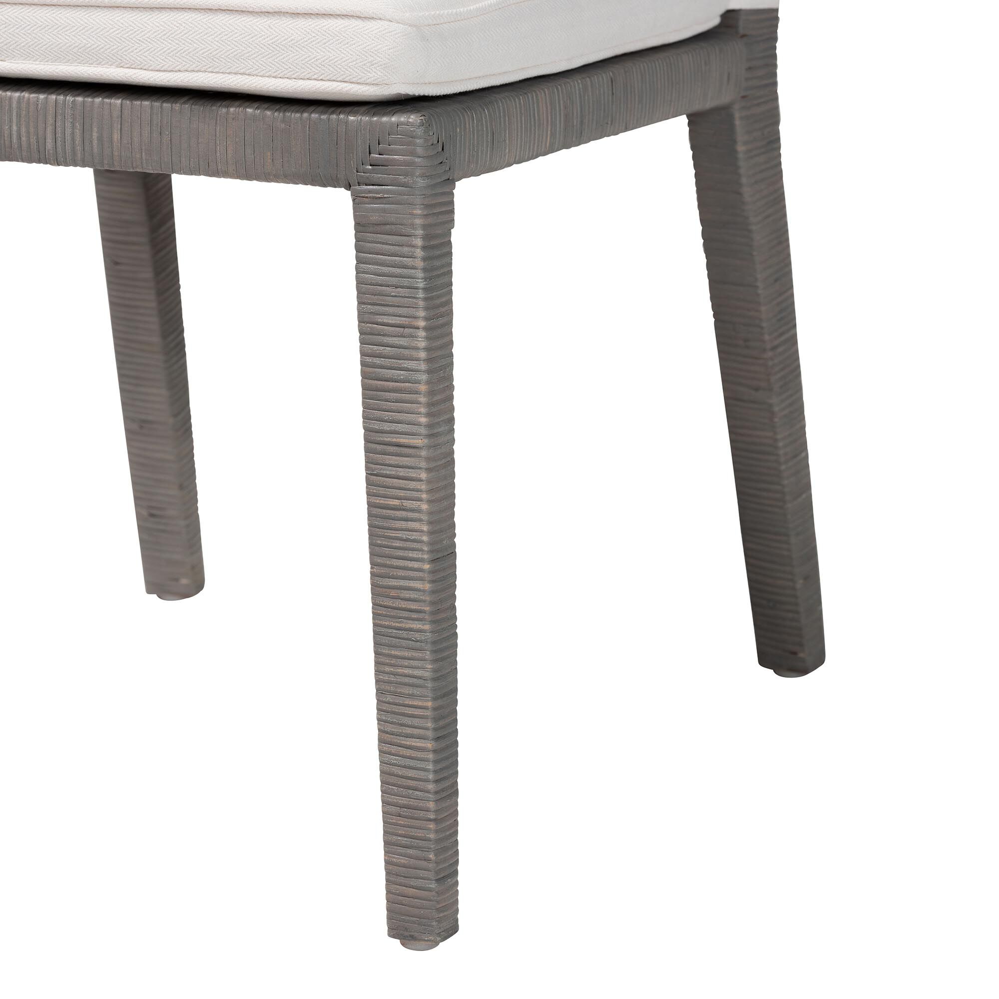 Close-up of the leg of the Sofia Natural Rattan Dining Chair
