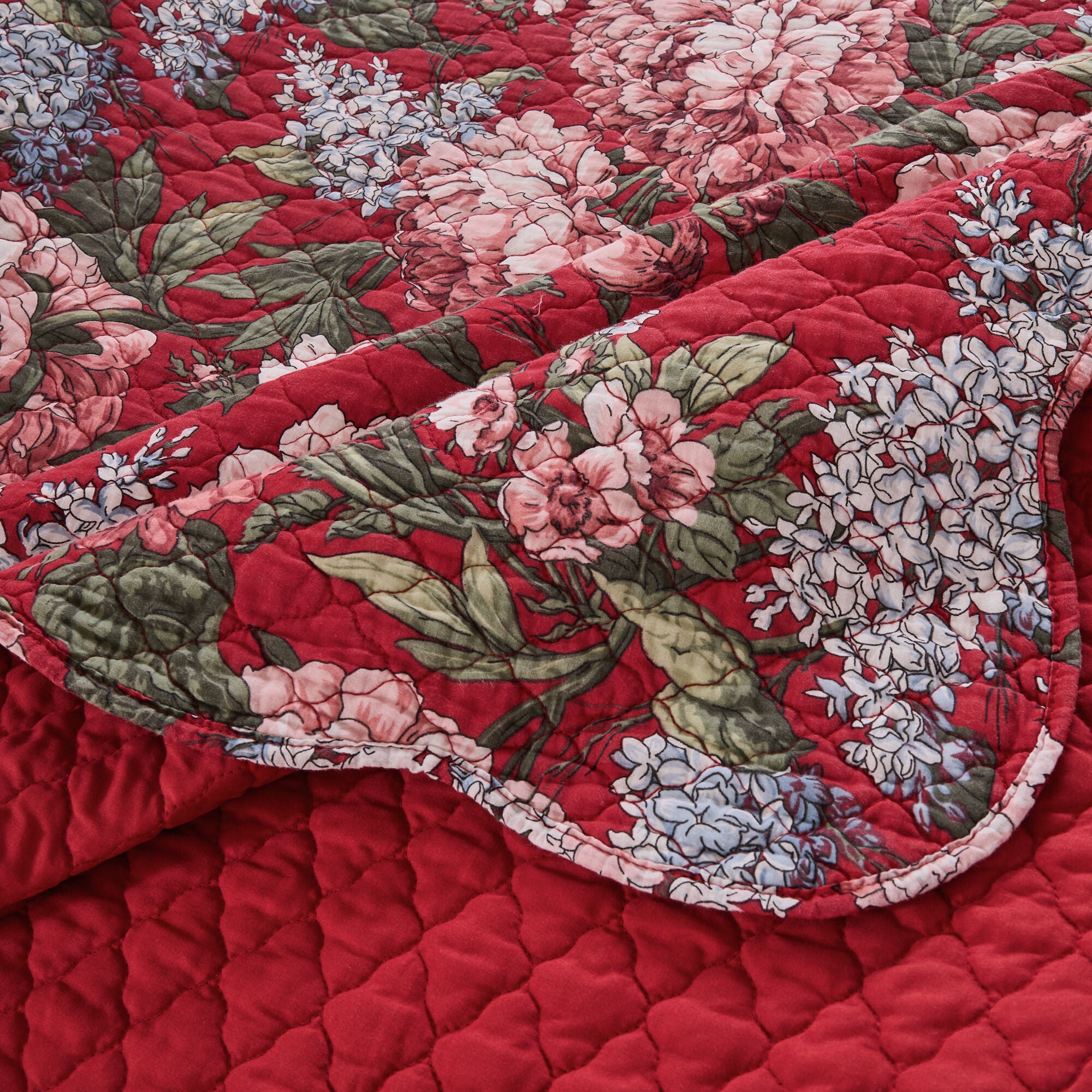 Greenland Home Fashions Millie Finely Stitched Floral Quilt Set, 3-Piece King/Cal King, Garnet, GARNET, alternate image number 4