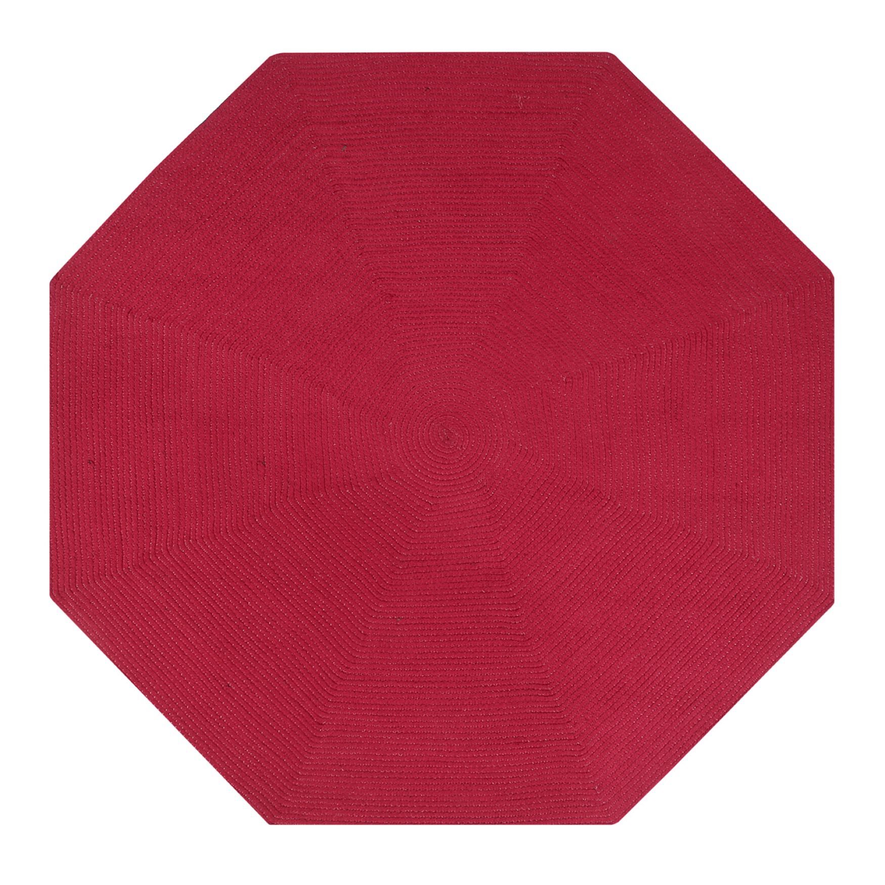 Alpine Braid Collection Reversible Indoor Area Rug, 96 inches" Octagonal , BURGUNDY SOLID, hi-res image number 0