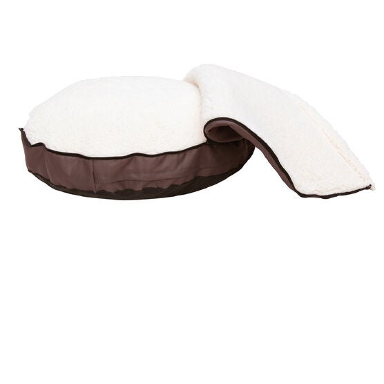 Happycare Tex Durable Oxford to Sherpa Pet Cave and Round Pet Bed, 25", with Removable top and Insert, Coffee, , alternate image number null