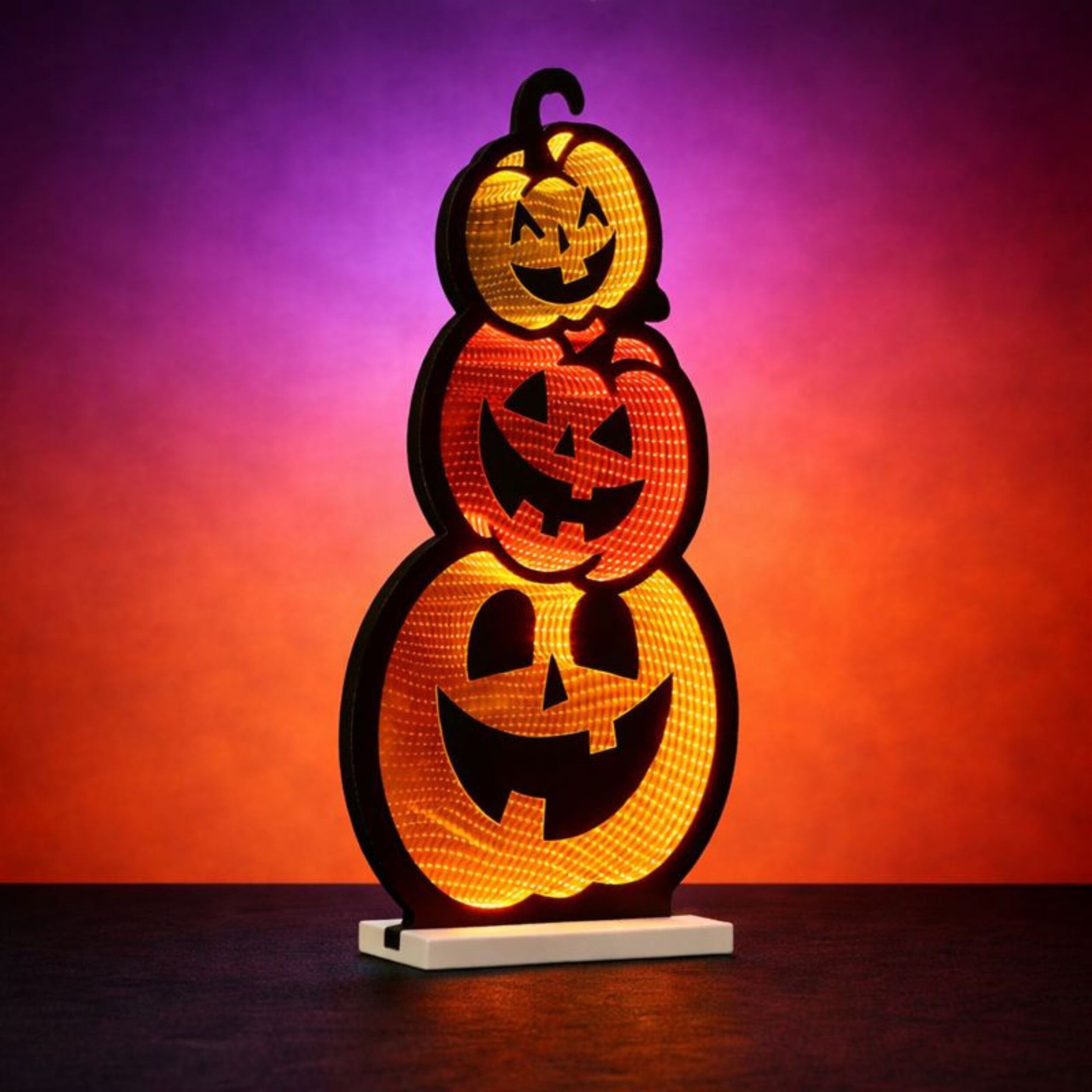 Triple Jack-o-Lantern Ekkolight 35.5 inchesH, ORANGE BLACK YELLOW, alternate image number 1
