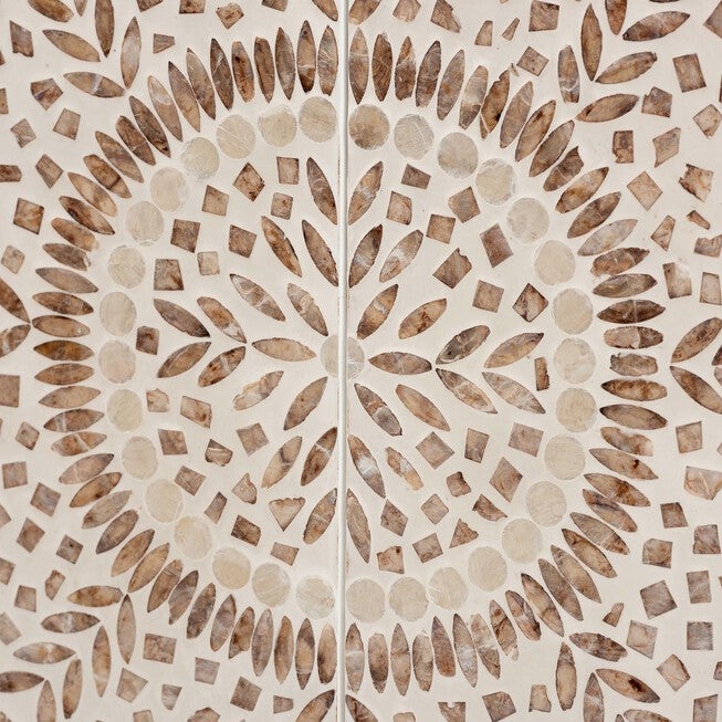 Ercilia Modern Bohemian White and Rustic Brown Mother of Pearl Storage Cabinet, , alternate image number 10