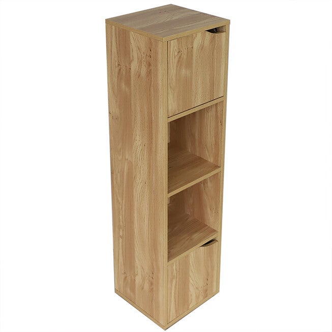 Home Basics 4 Cube Wood Storage Shelf with Doors, NATURAL, hi-res image number 0