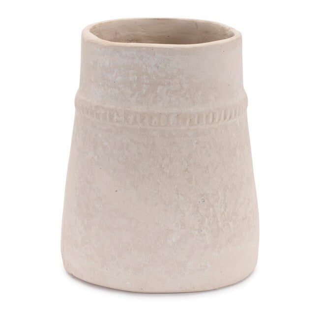 Recycled Paper Chalk Vase 6.5 inchesH, BEIGE, hi-res image number 0