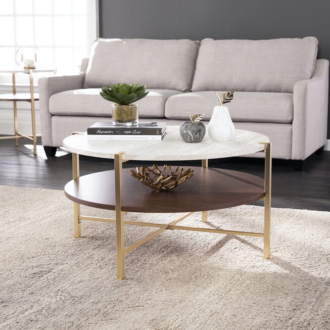 Ardmillan Round Faux Marble Cocktail Table, MULTI, hi-res image number null