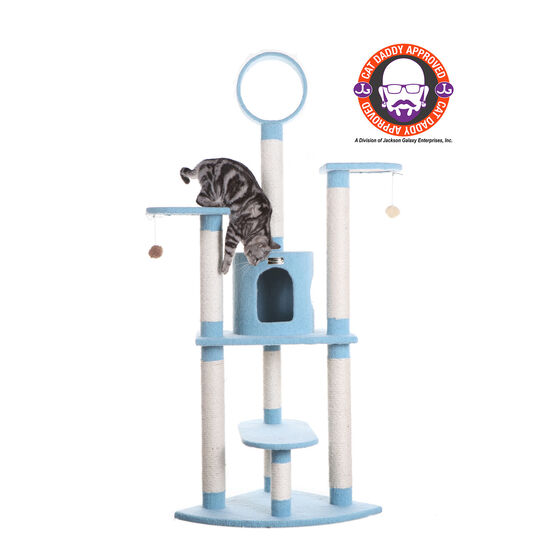 Classic 65" Real Wood Five Levels Cat Tree With Perch, Condo, Hanging Tunnel, SKY, hi-res image number null