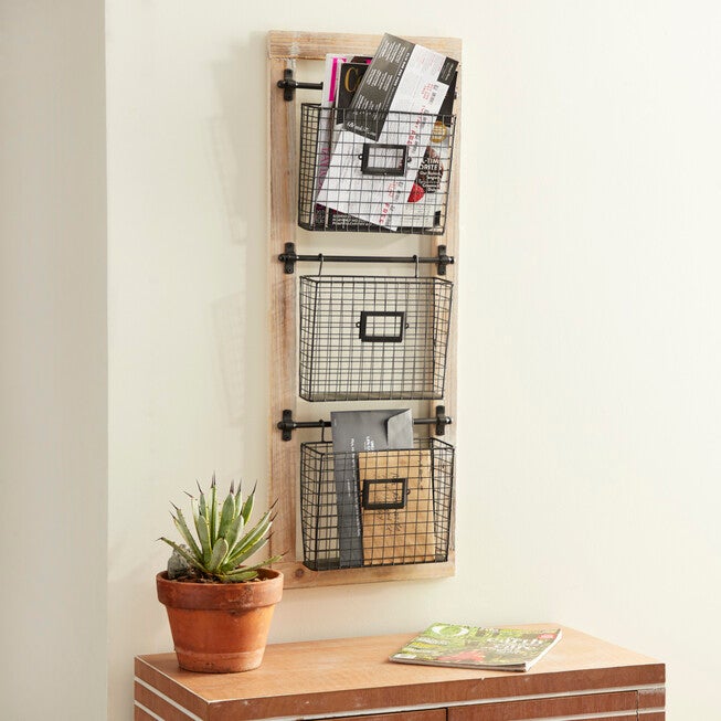 Black Metal Farmhouse Magazine Rack Holder Magazine Rack Holder, , alternate image number null