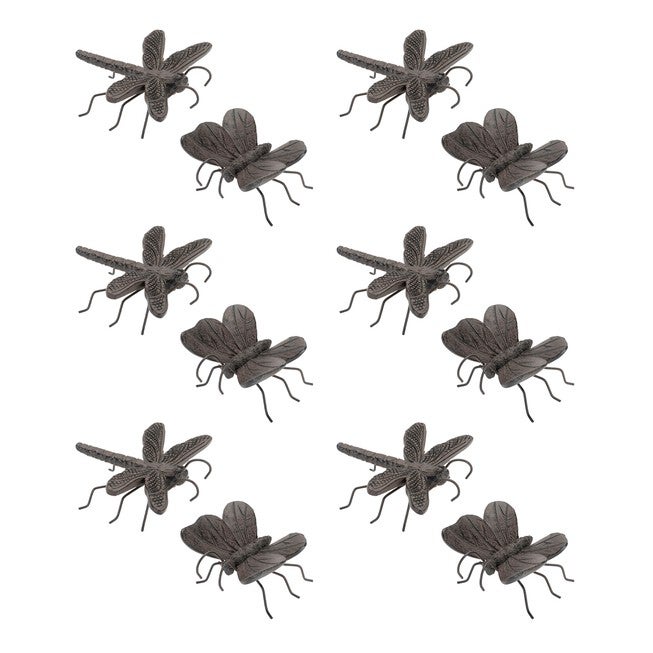 Dragonfly and Butterfly Insect Pot Sitter (Set of 12), BROWN, alternate image number null