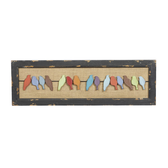 Multi Colored Wood Eclectic Birds Wall Decor, MULTI, hi-res image number null