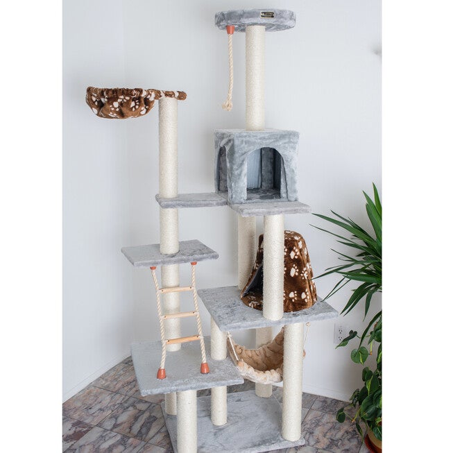 Real Wood 78 inches Cat Climber Play House With Lounge Basket, , alternate image number 5
