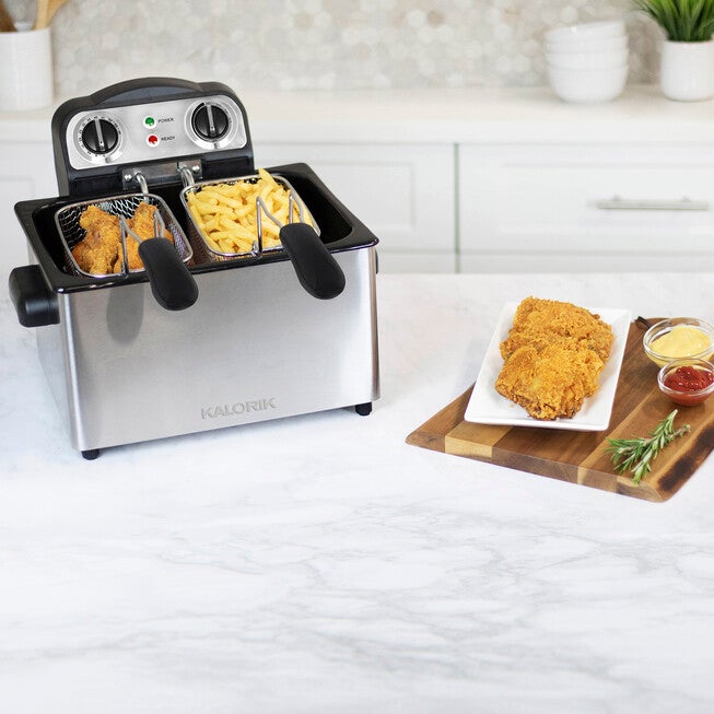 Kalorik 4 Liter Triple Basket Deep Fryer, Stainless Steel, STAINLESS STEEL, hi-res image number null