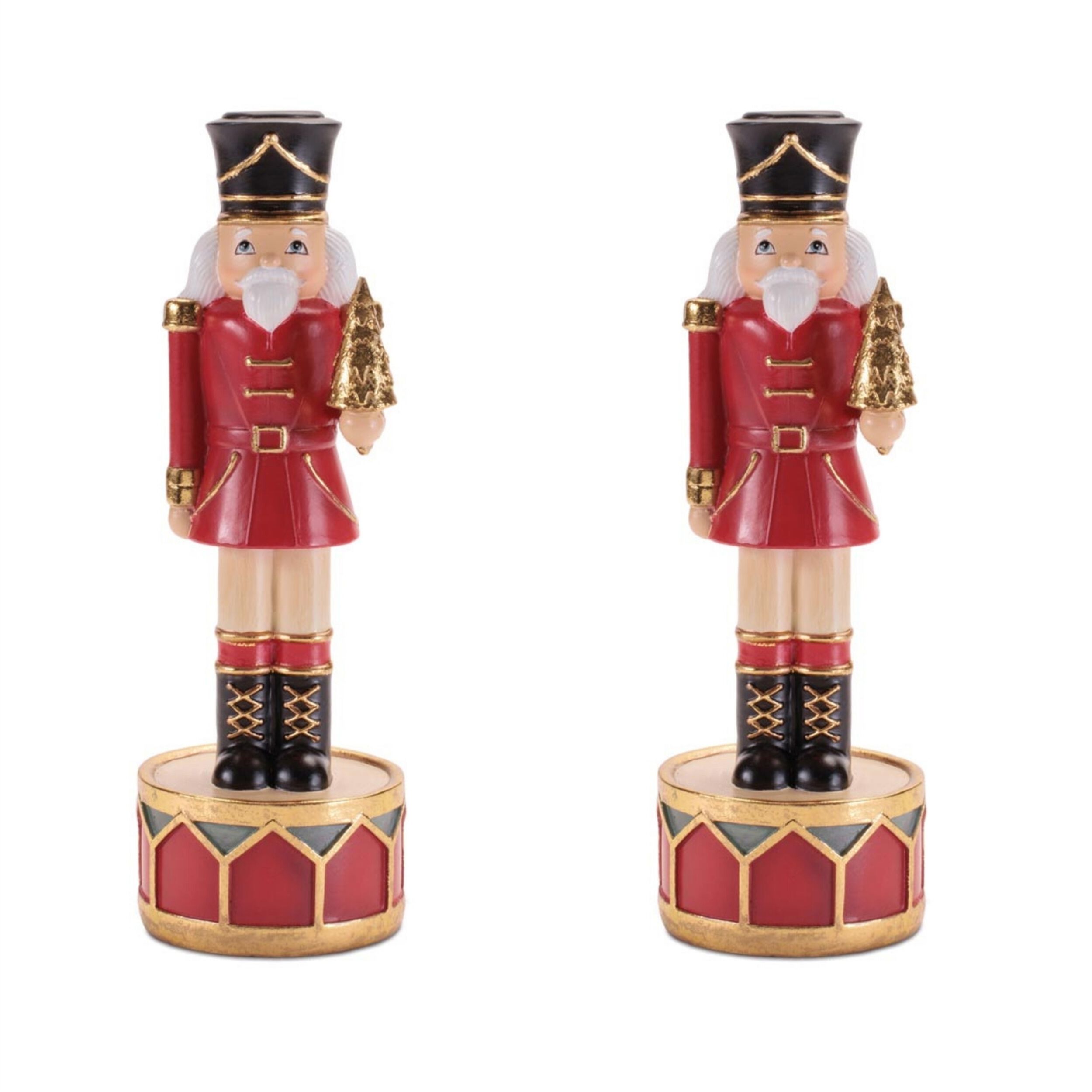 Nutcracker Soldier Candle Holder (Set of 2), RED GOLD BLACK, alternate image number 3
