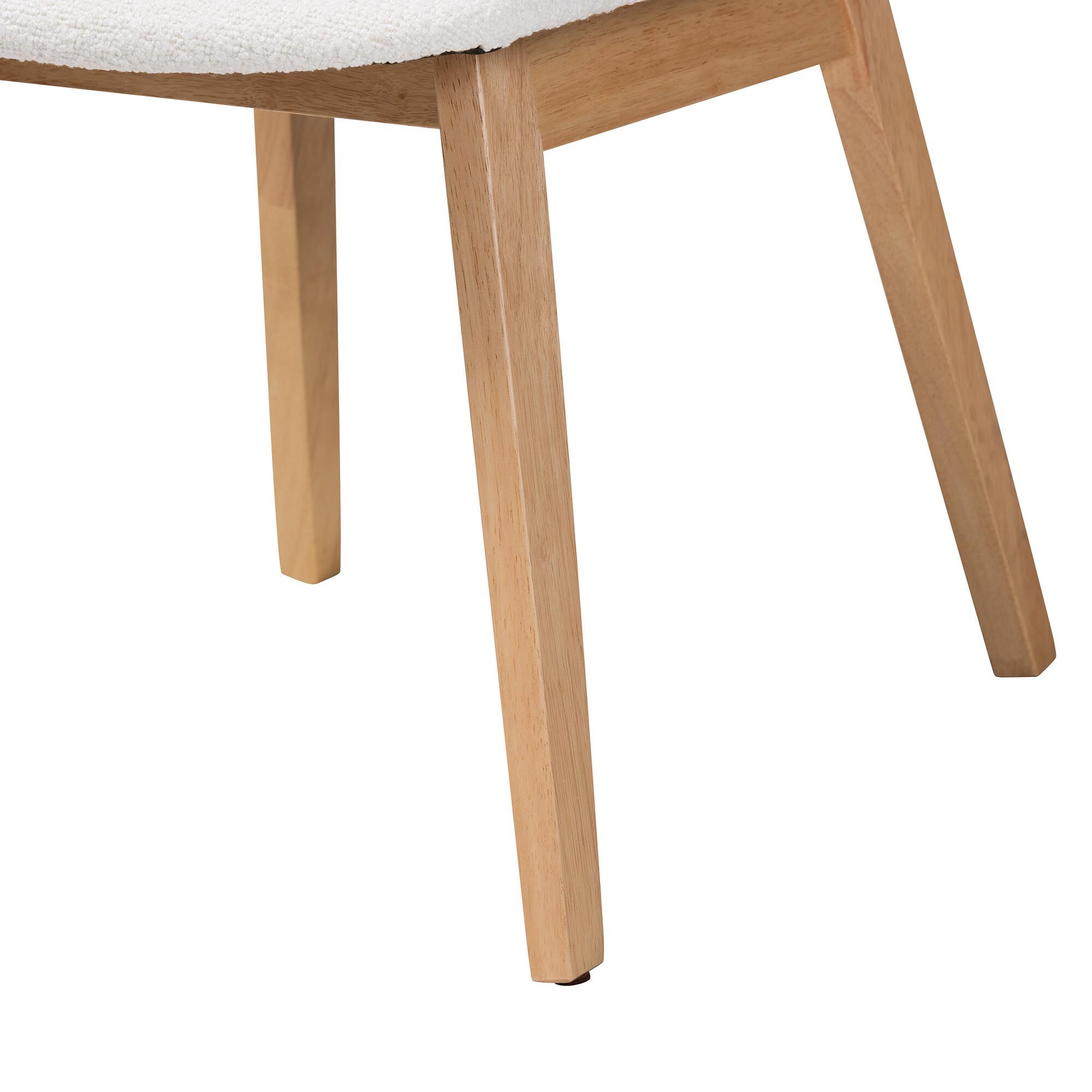 Hudson Boucle Upholstered Dining Chair Set of 2- Mid-Century Modern Side Chair with Solid Wood Frame and Rounded Backrest, WHITE, alternate image number 5