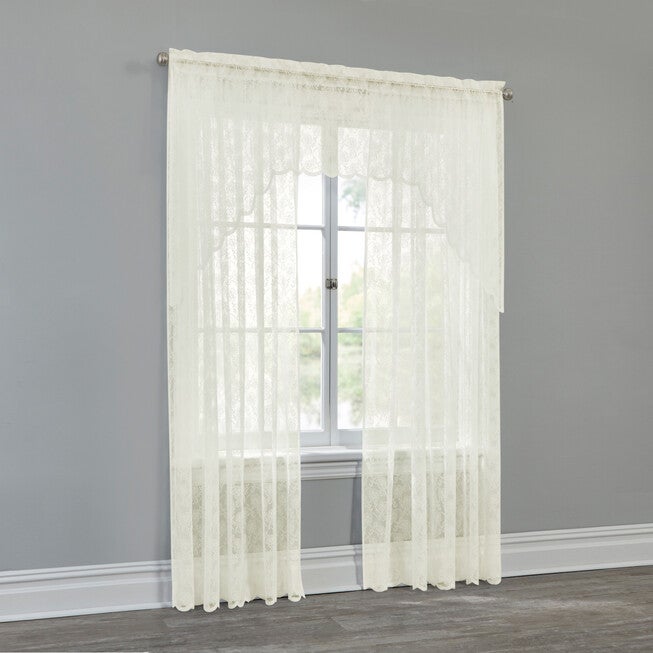 Scarlett Floral Lace Rod-Pocket Panel, IVORY, hi-res image number 0