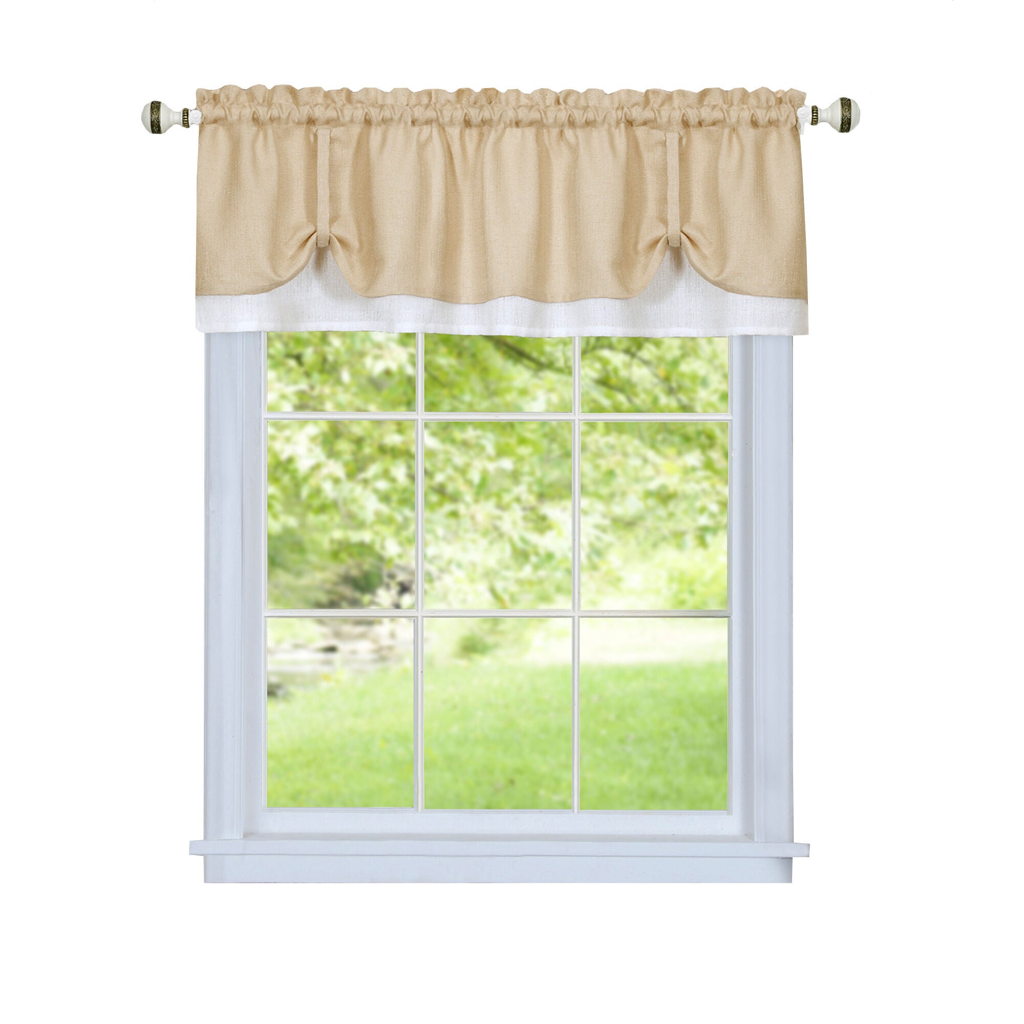 Darcy Window Curtain Valance, TAN WHITE, alternate image number 1