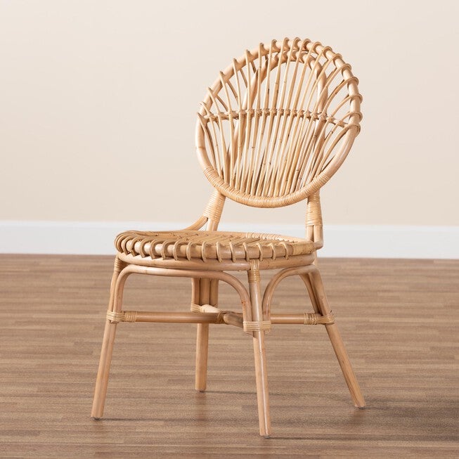 Iris Modern Bohemian Natural Brown Rattan Dining Chair, , alternate image number null